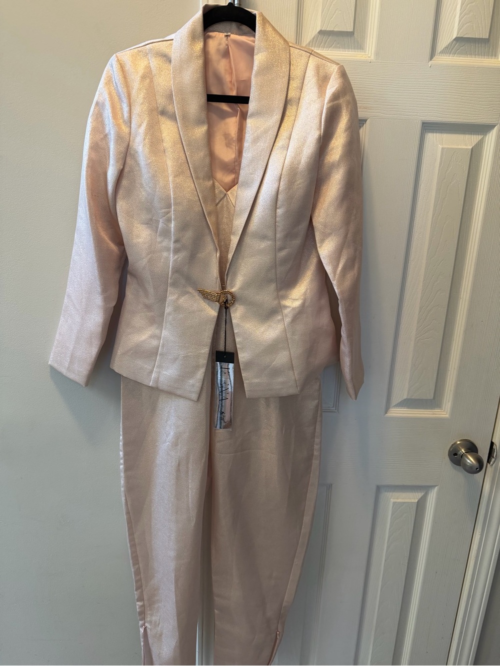 Women’s Blush/Pink Shimmer Two-Piece Strapless Jumpsuit/Cropped Suit - Size 8